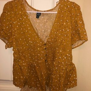 mustard yellow blouse